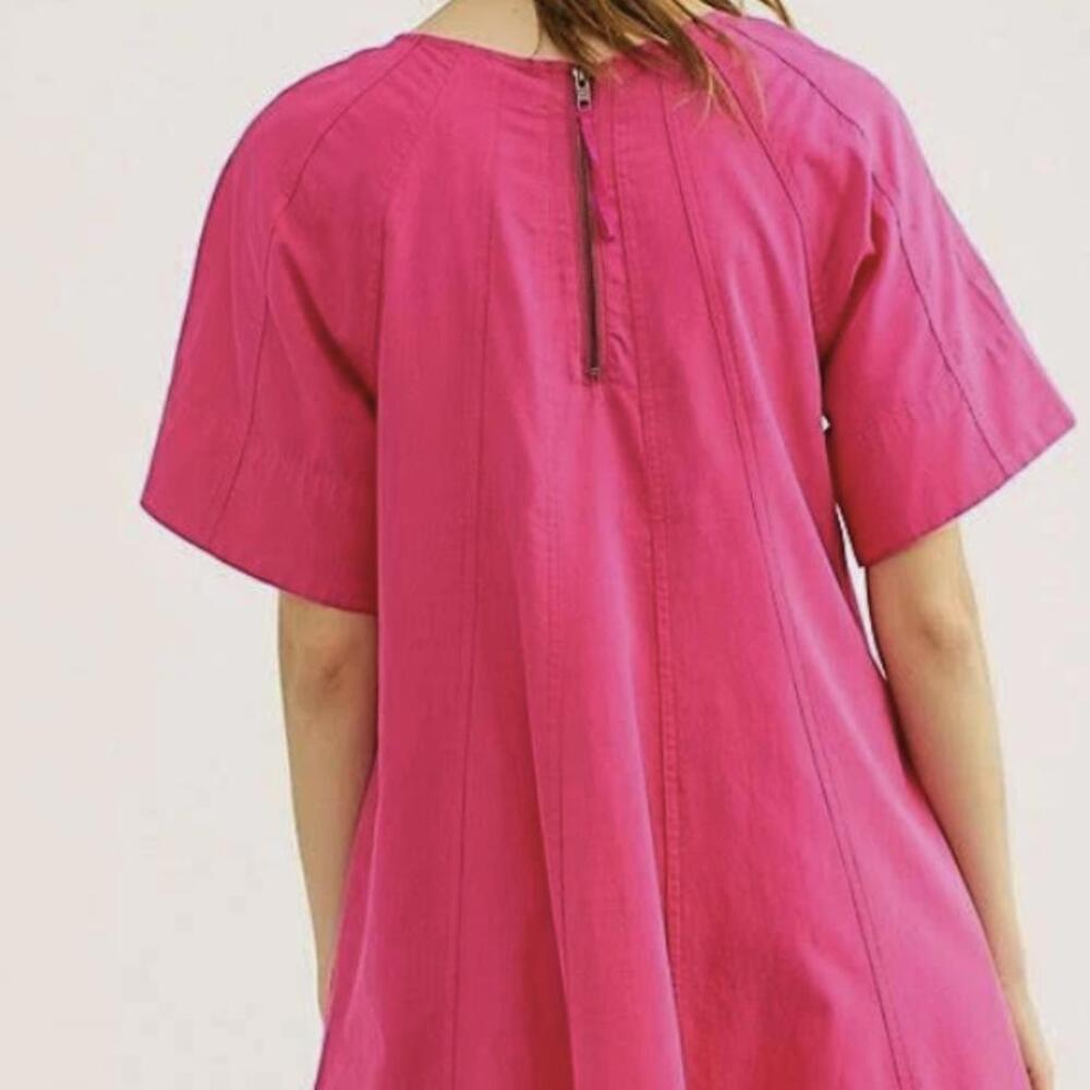 Free People Hot Pink Becca Style Zipper Back Mini Dress - Size - Small - Picture 2 of 8